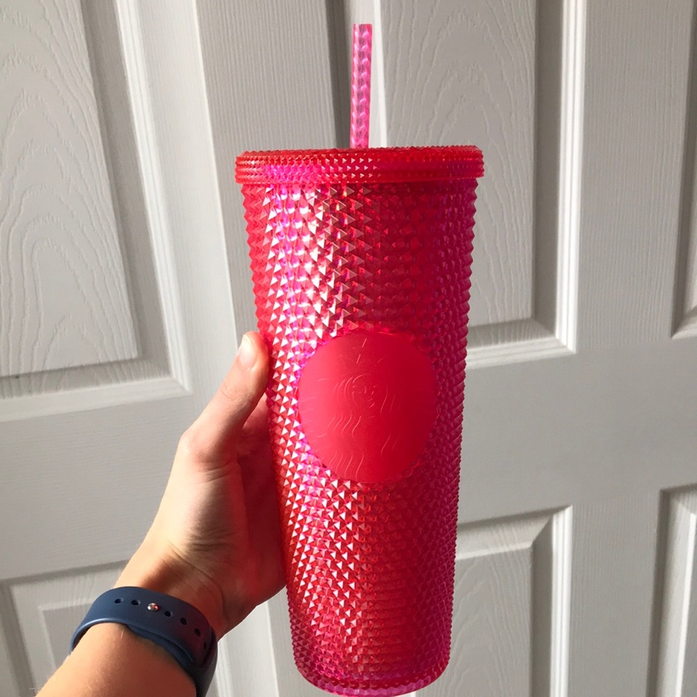 Hot pink studded Starbucks holiday tumbler